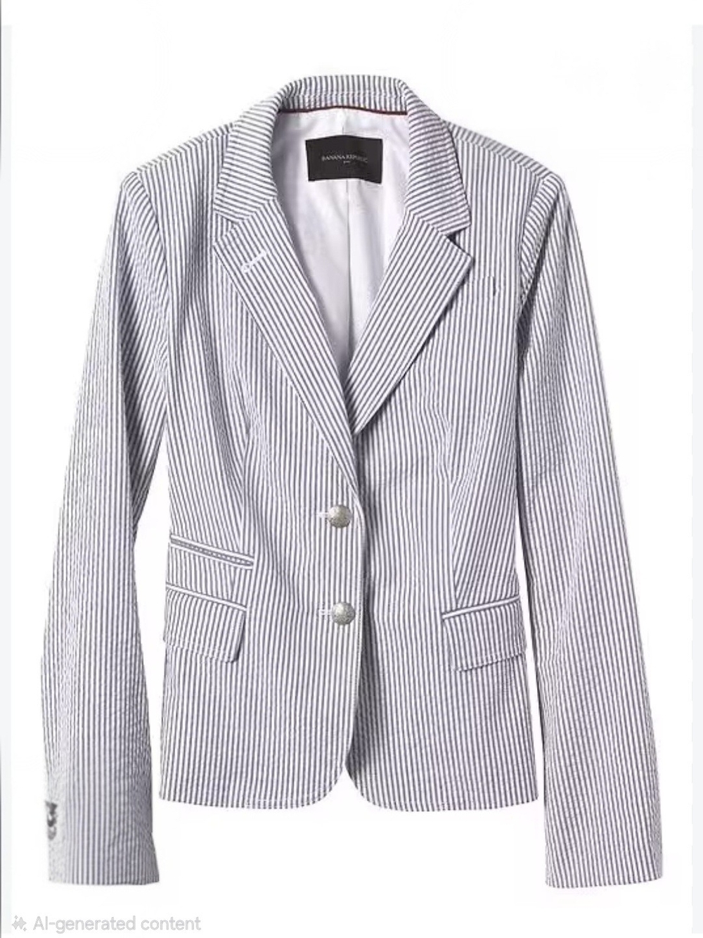 🍋Banana Republic Blue and White Seersucker Academy Blazer (Size 6)